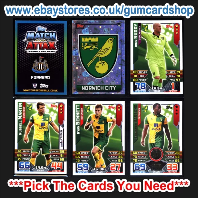 Match Attax 2015/2016 (Norwich City) *Please Choose Cards*