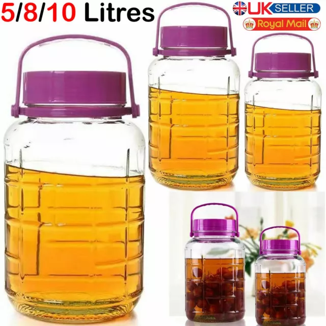 5 8 10 Litre Large Glass Preserve Food Beverage Juice Airtight Container  Jar