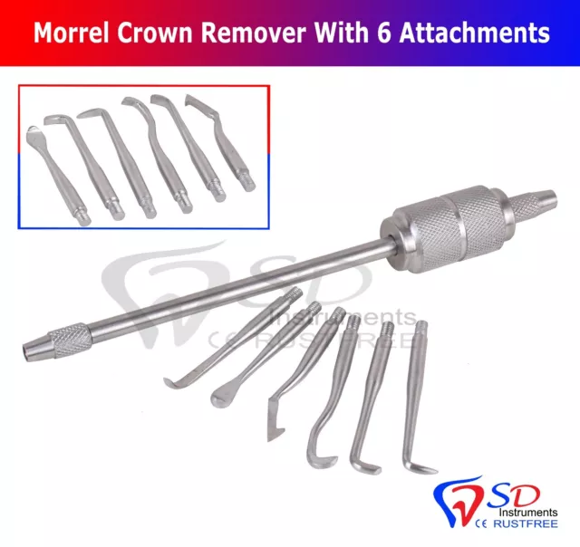Morrel Crown Remover With 6 Attachments Dental Crown Bridges Remover Kit CE NEW