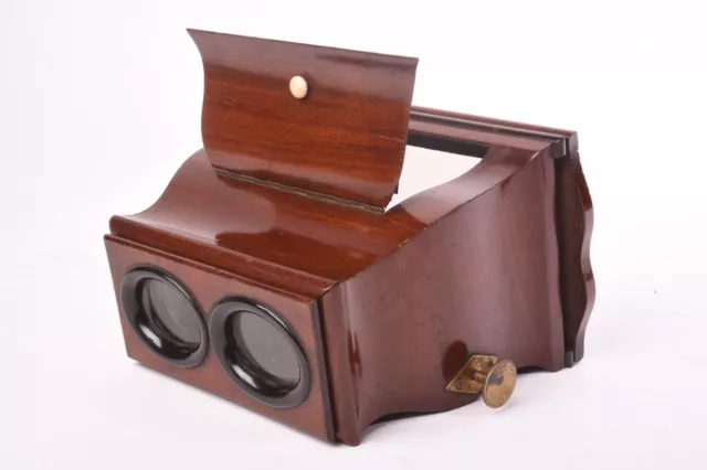 Wooden Stereoviewer for 8, 5x17 CM Glass And Card Stereoview Very Good Condition