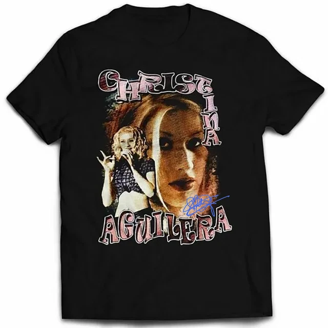 Vintage Christina Aguilera Black Cotton Unisex T-Shirt Size S 234XL F2391