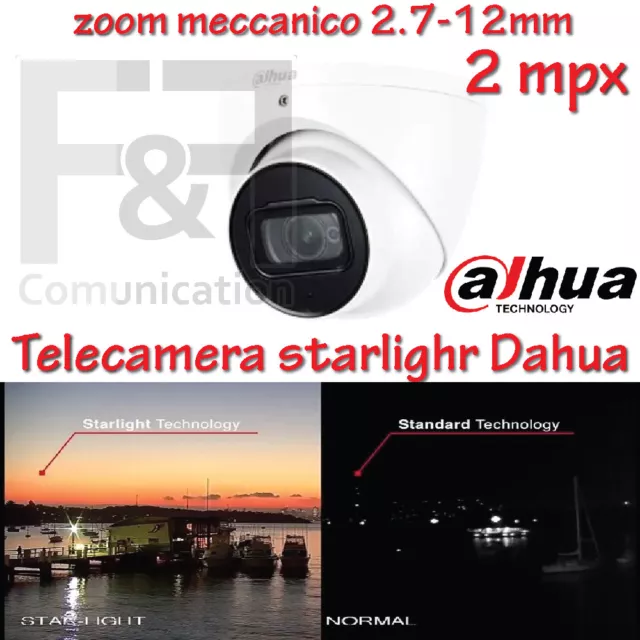 Telecamera Dome Zoom 2.7-12 Mm Dahua Starlight 80 Mt Notte Zoom Meccanico Ip67