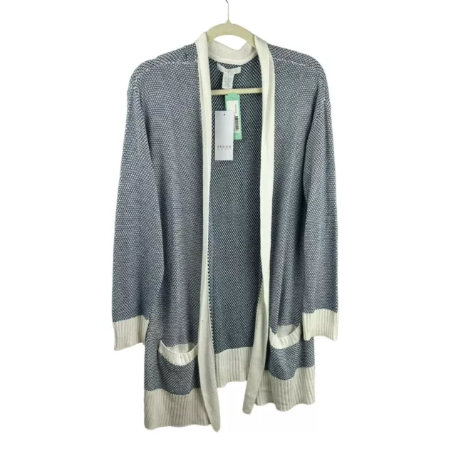 NEW Design History Stitch Fix Cardigan Sweater Size Large Open Front Blue White