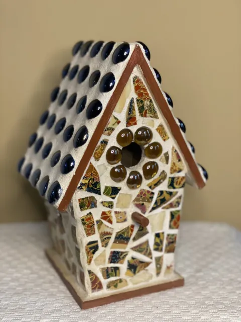 Handmade Decorative Mosaic Birdhouse Cottage Core 9”