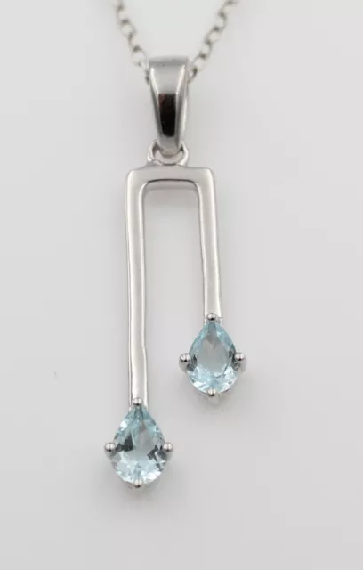 moderner 0,75 Carat Blautopas Anhänger Design 925 Silber Collier Kette Topas