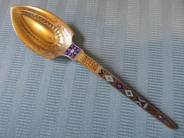 Gorham Ice Cream SPOON Champleve ENAMEL STERLING SILVER Gilded BRIGHT CUT 365