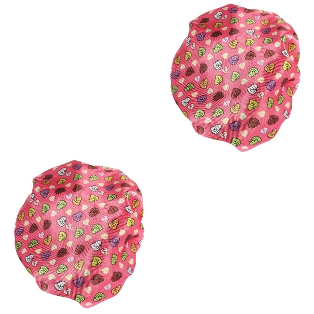 2 Pieces Satin Bonnet Double Layer Satin Shower Cap Womens Shower Caps Hair