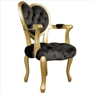 Solid Hardwood Victorian Era Sweetheart Back Plush Ebony Velvet Chair