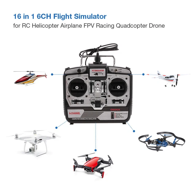 16 in 1 Flight Simulator 6CH for RC Helicopter Airplane FPV Drone Quadcopter Mod