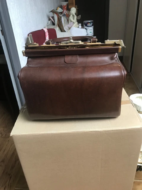Sac Médecin Ancien En Cuir épais Marron - Style Diligence Vintage, Occasion