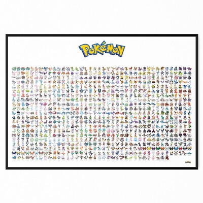 POKEMON FULL POKEDEX 1-816 Gen 1 To Gen 8 Poster Art Print A5 A4 A3 £3. ...