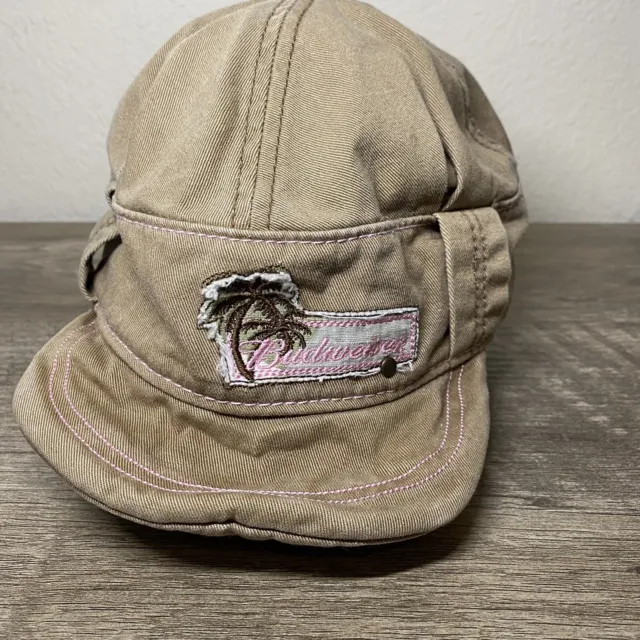 Budweiser Womens Hat Pink And Brown Palm Tree Hawaiian Flower One Size 2008