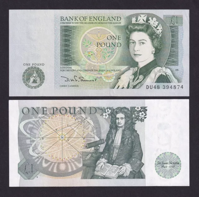 aUNC+/UNC- Bank Of England £1 One Pound Banknote Somerset Signed 1980-84