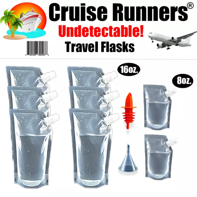 Cruise Ship Flask Kit Sneak Alcohol Rum Runners Liquor Smuggle Booze Bag Plastic