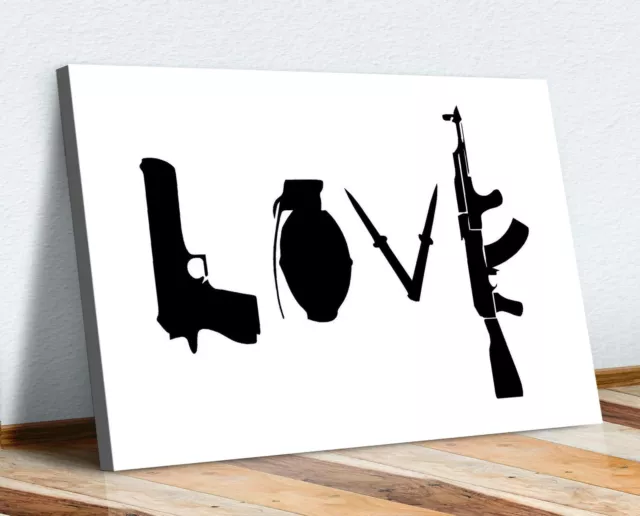 Banksy Love Weapons Guns Graffiti Canvas Wall Art Print Artwork Deep Framed