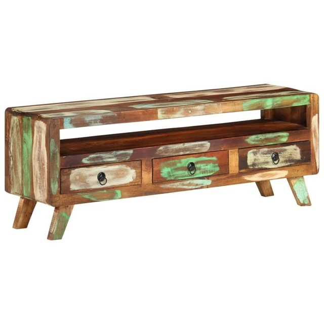 NNEVL TV Cabinet Multicolour 110x30x40 cm Solid Reclaimed Wood