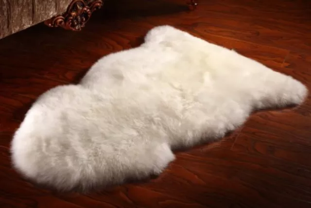 Natural White 100x65 cm Genuine Sheepskin Rug