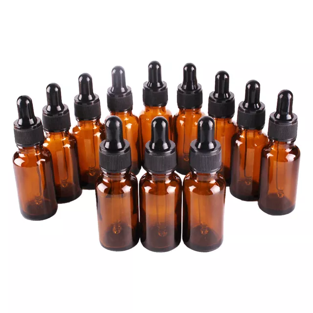 10ml or 20ml Amber Glass Pipette Dropper Oils Aromatherapy Eye Drops Bottle New
