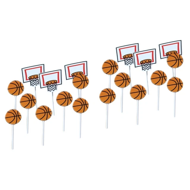 48 piezas dibujos animados baloncesto patrón pastel toppers fiesta cupcake topper selecciones