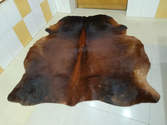 Natural Cow Hide Rug Leather Skin Carpet Home Genuine Solid Brown 6.5 x 6.5 Feet