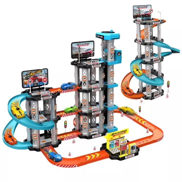 DIY Kid Parking Toy Car Lot Building Assembly Multi-Layer Rail Track Slot Garage