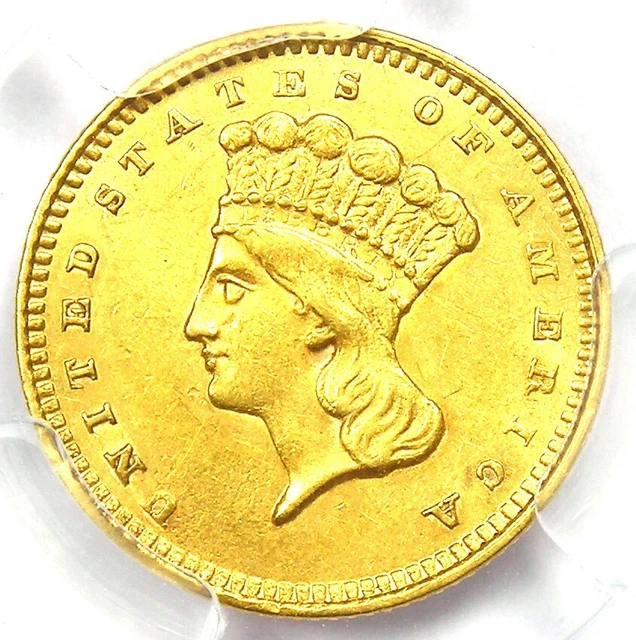 1860 Indian Gold Dollar G$1 - Certified PCGS AU Details - Rare Early Coin!