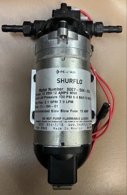 Pentair Shurflo 8007-594-838 Diaphragm Pump with On-Off Switch 12 VDC New No Box