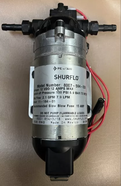 Pentair Shurflo 8007-594-838 Diaphragm Pump with On-Off Switch 12 VDC New No Box