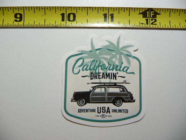 California Dreamin Woody Car Surfboard Decal Sticker Pride State