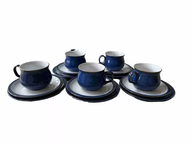 Denby Imperial Blue 5 X Lovely  Cups & Saucers Tea Coffee