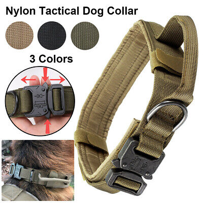 Tactical Heavy Duty Nylon Large Dog Training Collar K9 Military w/ Metal Buckle
