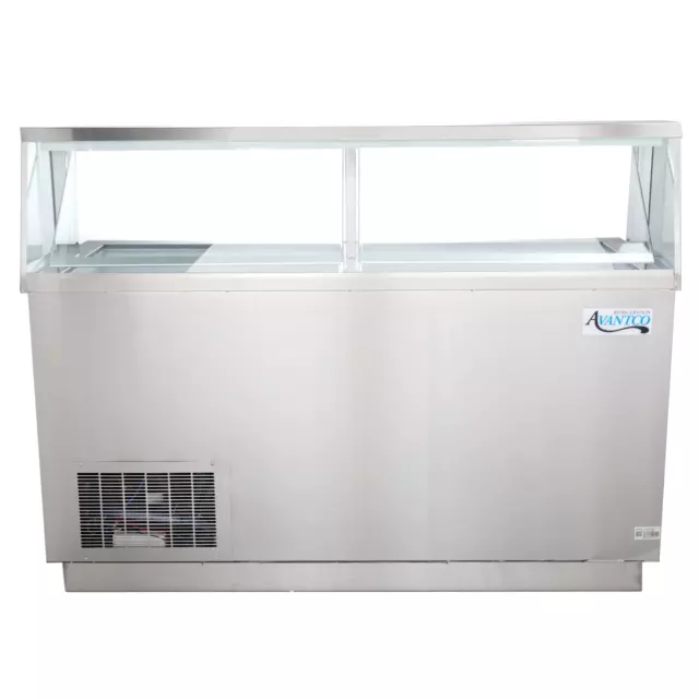 67 3/4" 12 Tub Stainless Steel Deluxe Ice Cream Dipping Cabinet