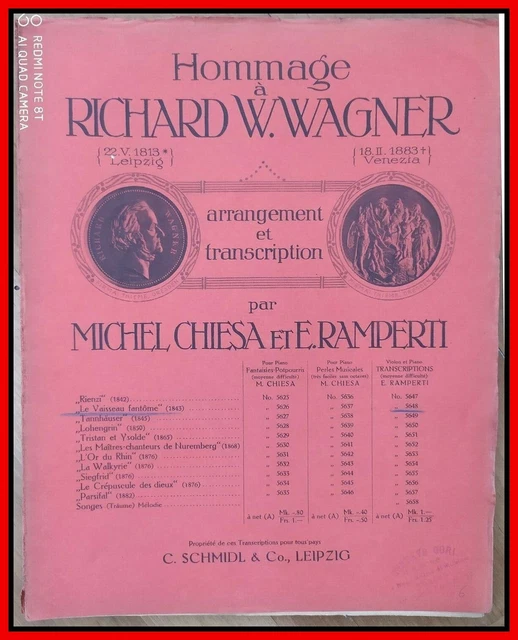 SPARTITO D'EPOCA IL Vascello Fantasma R Wagner per violino piano di E