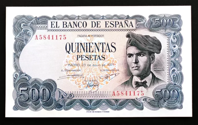 Spain - Estado Español.  500 Pesetas. 1971. serie A. SC-/UNC-.