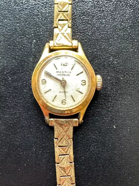 Antique 1920s Ladies MEGEVE Gold Plated watch, Mechanical in working condition