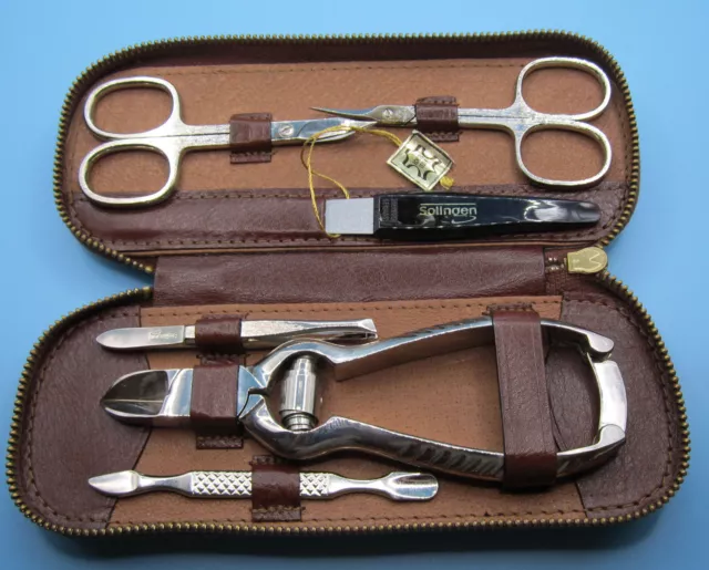 Solingen Manicure Set Leather Manicure Case Clipper Set - Stainless Steel - Rare