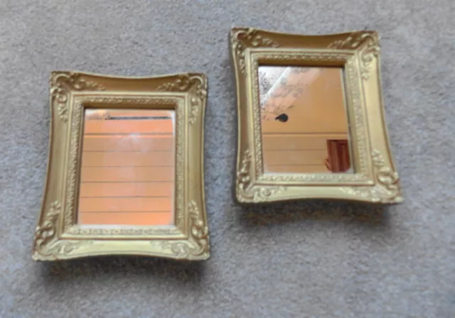 Pair Vintage Ornate Gold Mirror Picture Frames 5.5 x 6.5