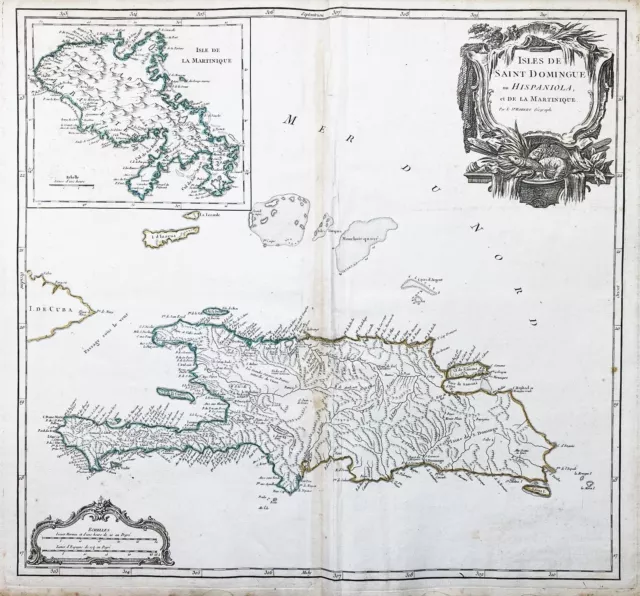 Hispaniola Martinique island Haiti Caribbean Karibik Karte map Vaugondy 1 283553