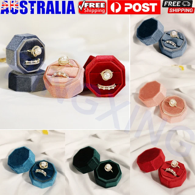 Velvet Ring Box White Single/Double Slot Wedding Engagement  Jewelry Storage Box