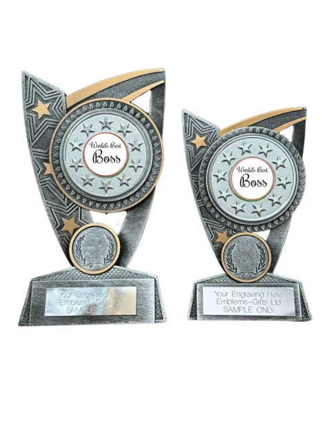 World’s Best Boss Award (N) Triumph Resin Sports Trophy Engraved Free