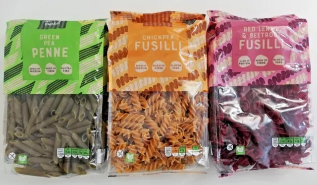 Gluten Free Red Lentil & Beetroot Chick Pea Fusilli Green Pea Penne Pasta Vegan