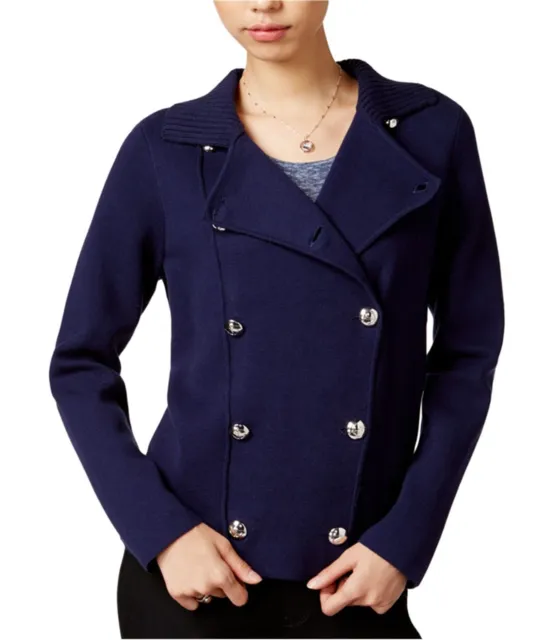 maison Jules Womens Double Breasted Pea Coat, Blue, X-Small