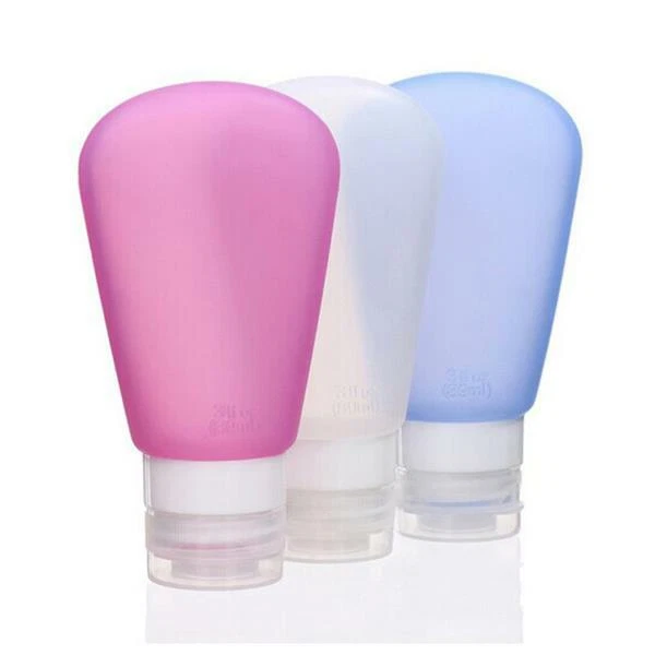 3 Pack Refillable Travel Bottles Leakproof Silicone 89ml 3oz each TSA app w/ Bag