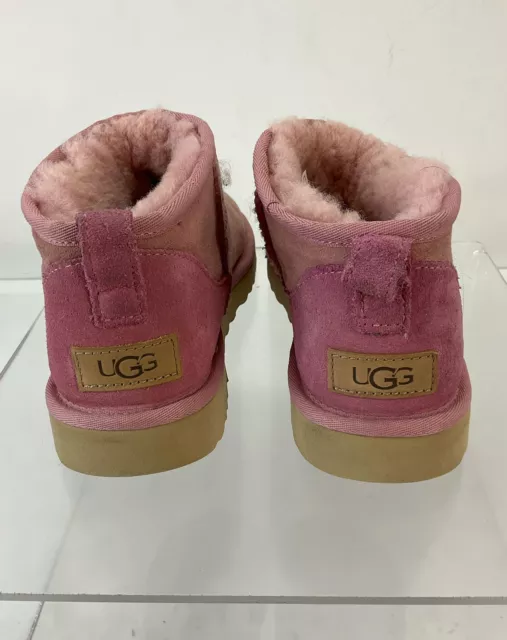 UGG Pink Sheepskin Suede Wool-Lined Classic Ultra Mini Boots 9 3