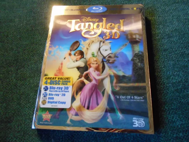 Bluray 3D+Bluray+ DVD---Disney Tangled 3D,  w/ Lenticular slipcover