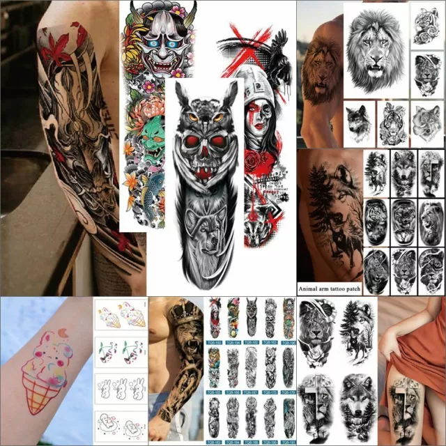 DIY Black Temporary Tattoo Large Tribal Waterproof Arm Sticker Sleeve Fake Art