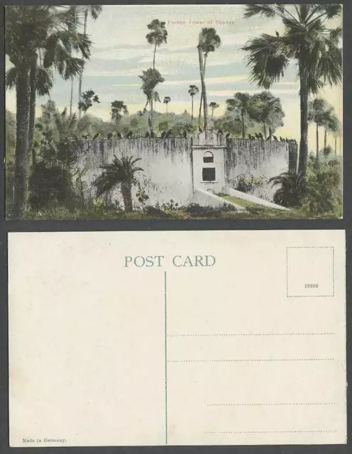 India Old Colour Postcard BOMBAY Parsi Parsee Towers of Silence Palm Trees 18605
