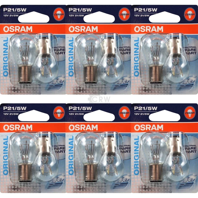 6x Osram P21/5W Avec Base Métallique 12V 21/5W Douille / Culot BAY15d