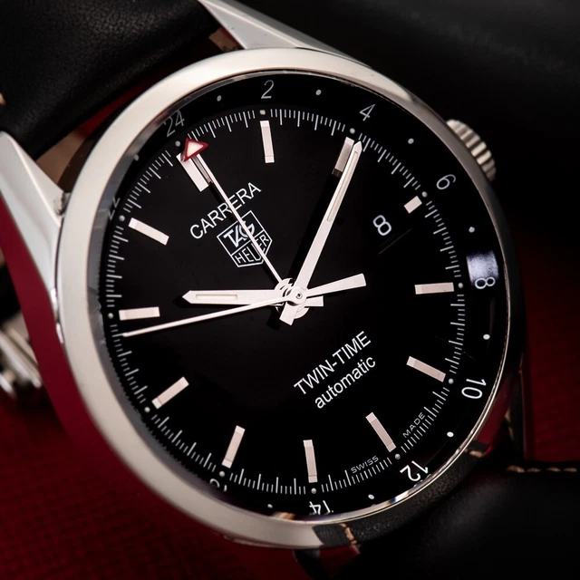 TAG HEUER CARRERA calibre twin time gmt white dial watch wv2115