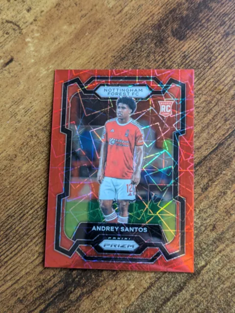 ANDREY SANTOS/49 2023-24 Panini PRIZM EPL BREAKAWAY ROOKIE Red Lazer Nottingham